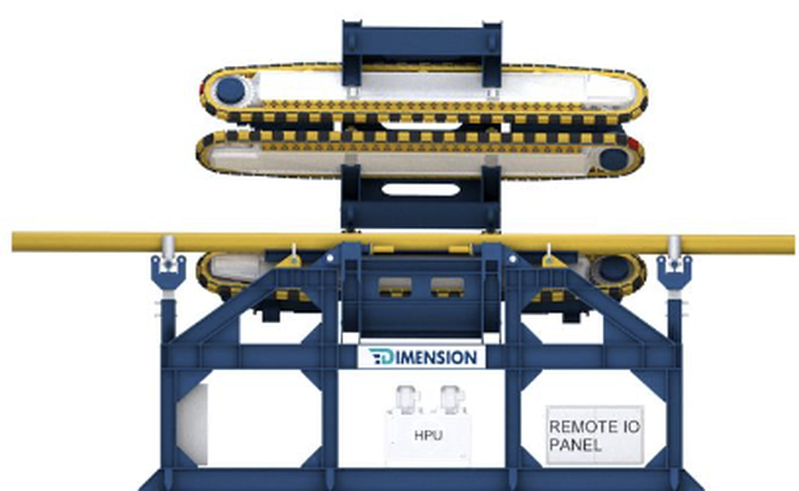 Front view — four-track diagonal carriage layout