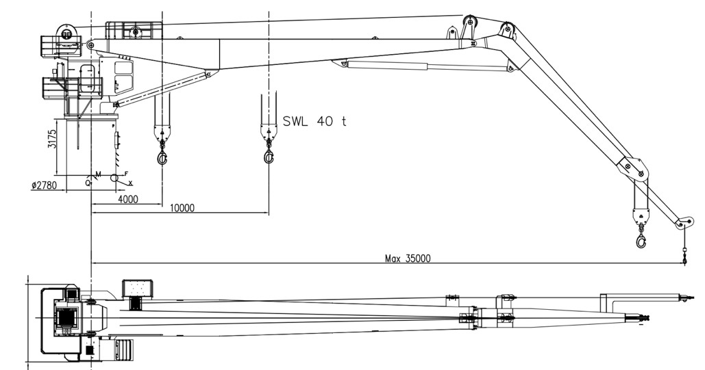 40 MT Offshore Knuckle Boom Crane GA — SFE Adventurer (Shinfox Far East)