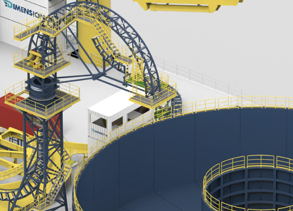 Loading Tower in operation — feeding carousel during cable transfer
