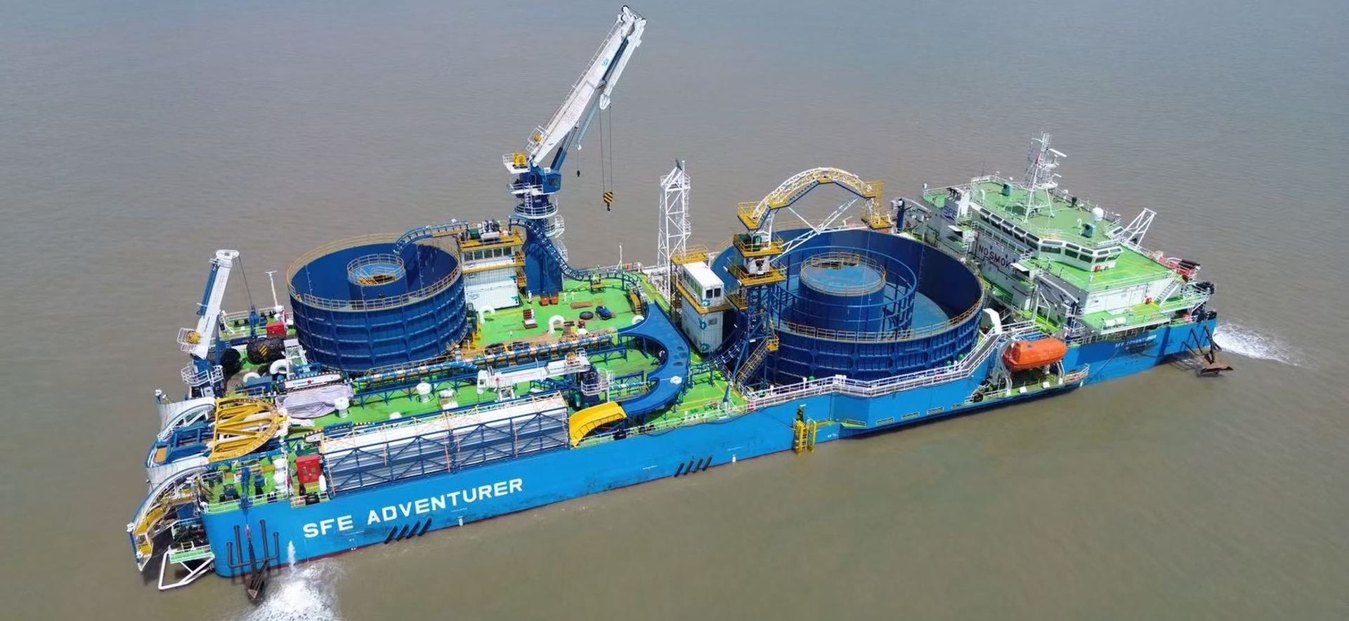 SFE Adventurer cable lay vessel with Dimension carousel and lay-spread package, offshore