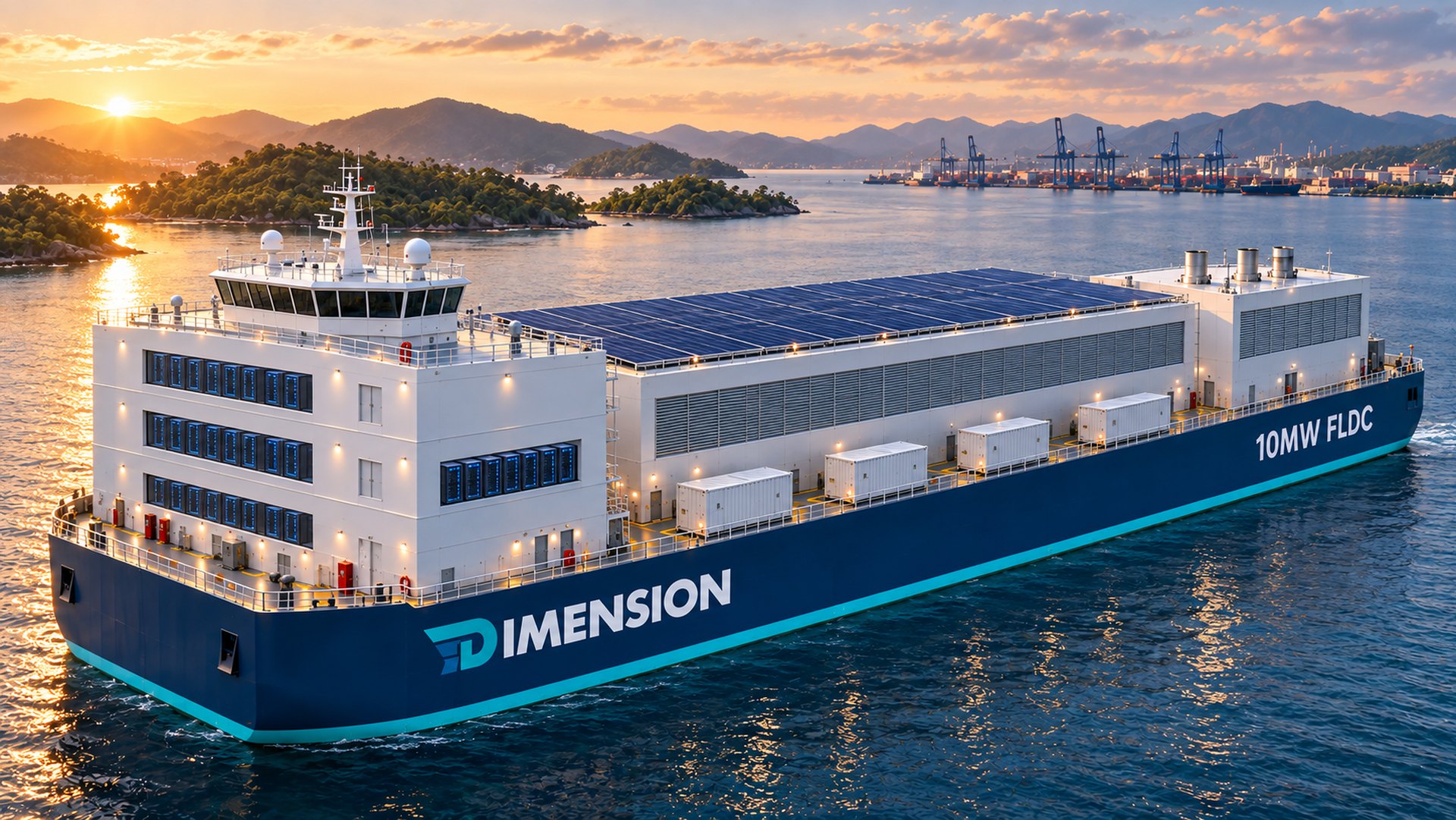 Neumann Class modular floating data centre platform in sheltered coastal water